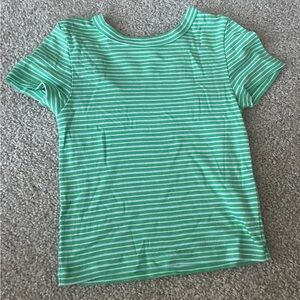 American Eagle Outfitters Green and White Striped Short Sleeve Tee